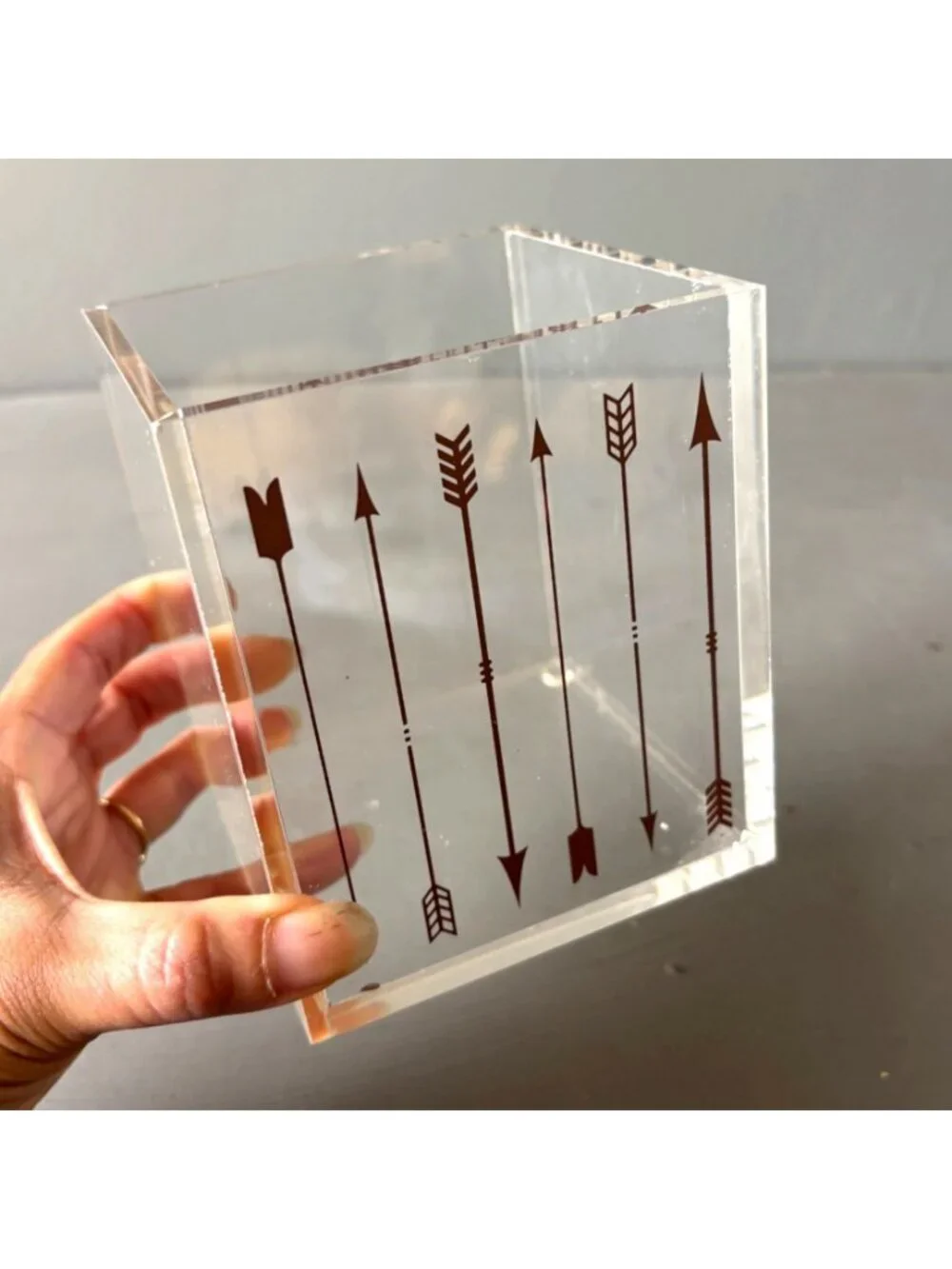 Archery Arrow Clear Acrylic Desk Organizer Pen Holder Makeup Brush Cup Lucite